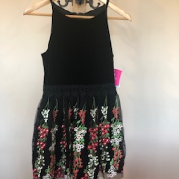 Amy Byer Holiday Fit and Flare Mesh Dress - Picture 2 of 3